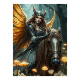 Warrior Horse Fairy Fantasy Art Poster