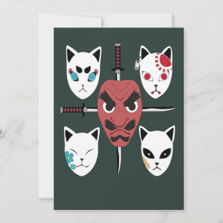 Warrior Katana Samurai Masks Einladung