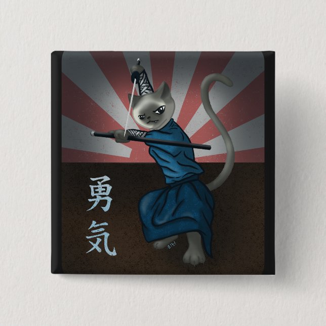 Warrior Kitten Button (Vorderseite)