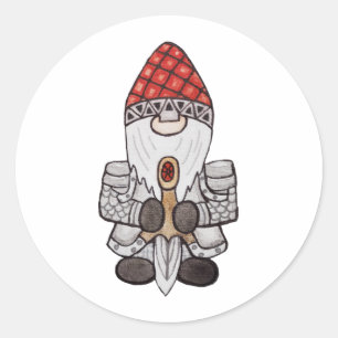 Warrior Knight Gnome Runder Aufkleber