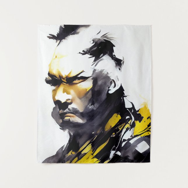 Warrior Man Wild Nature Free Spirit Art Malerei Wandteppich (Vorderseite)