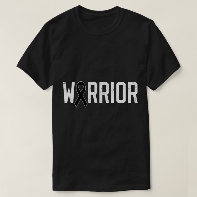 Warrior Melanoma Skin Cancer Black Ribbon Awarenes T-Shirt (Design vorne)