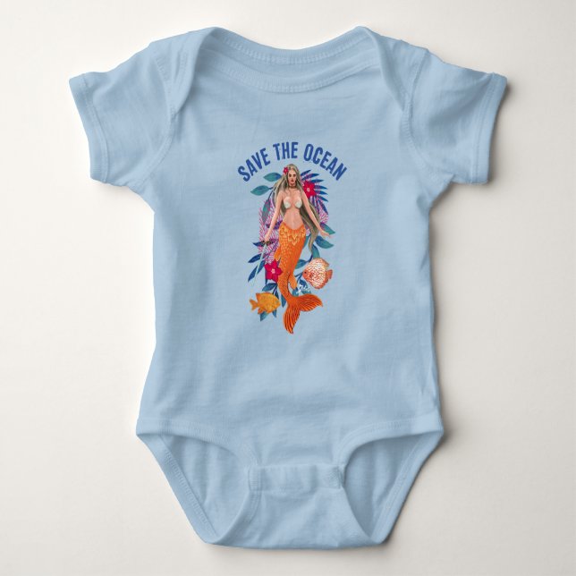 Warrior Mermaid - Rett des Ozeans Baby Strampler (Vorderseite)