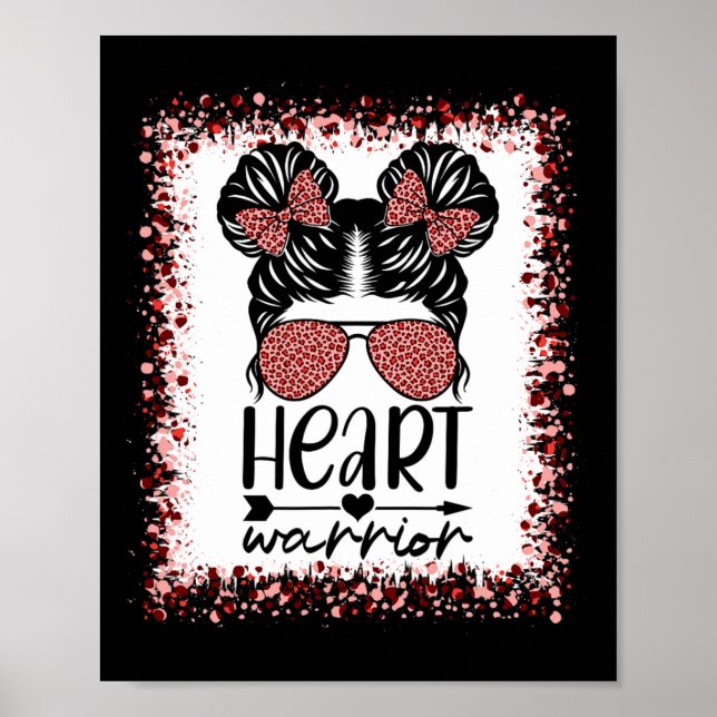 Warrior Messy Bun Leopard Herzerkrankung Bewusstse Poster (Vorne)
