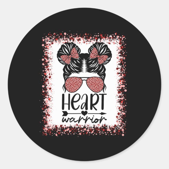 Warrior Messy Bun Leopard Herzerkrankung Bewusstse Runder Aufkleber (Vorderseite)