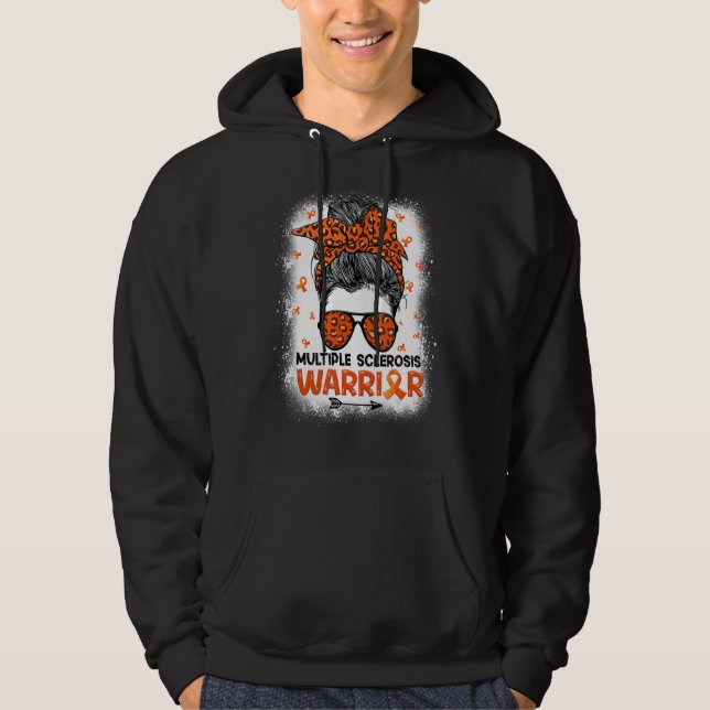 Warrior Messy Bun Leopard Multiple Sklerose A Hoodie (Vorderseite)
