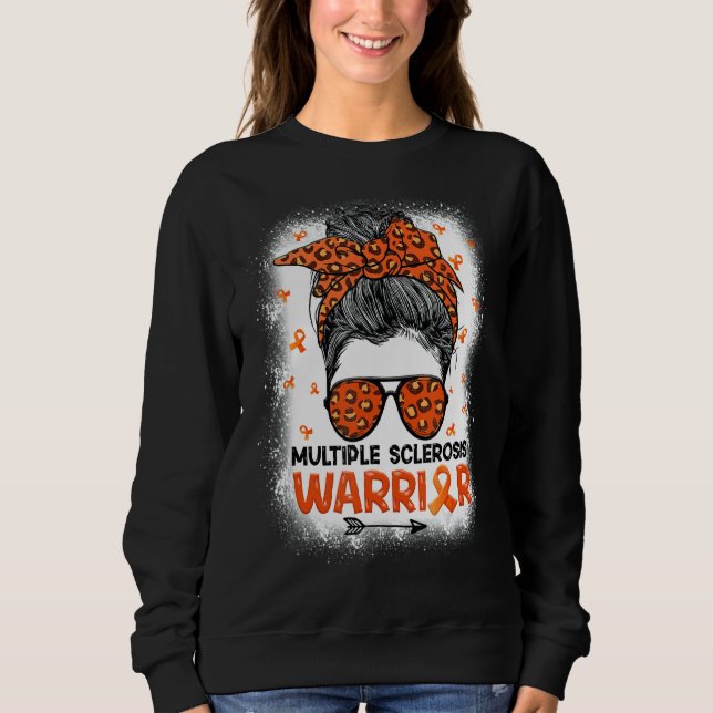 Warrior Messy Bun Leopard Multiple Sklerose A Sweatshirt (Vorderseite)