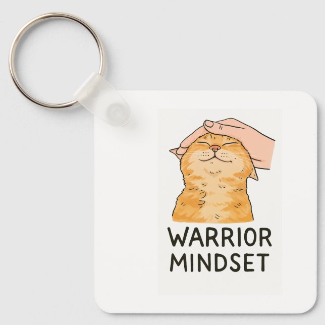 Warrior Mindset Cat Keychain – Zen Kitty Calm Vibe Schlüsselanhänger (Vorderseite)
