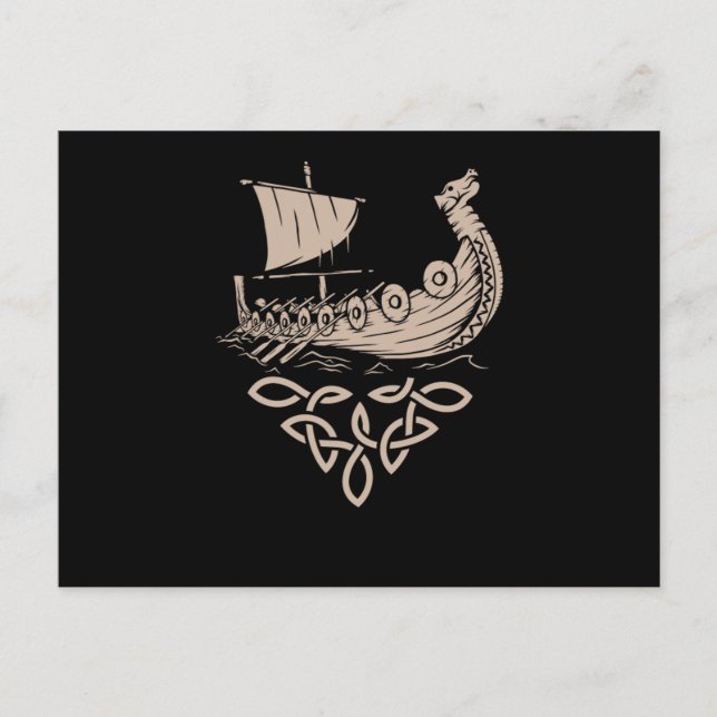 Warrior Norse Mythology Viking Ship Valhalla Gesch Postkarte (Vorderseite)