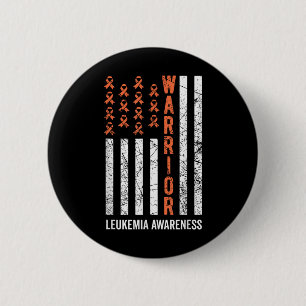 Warrior Orange Ribbon Leukämie Krebs Bewusstsein Button