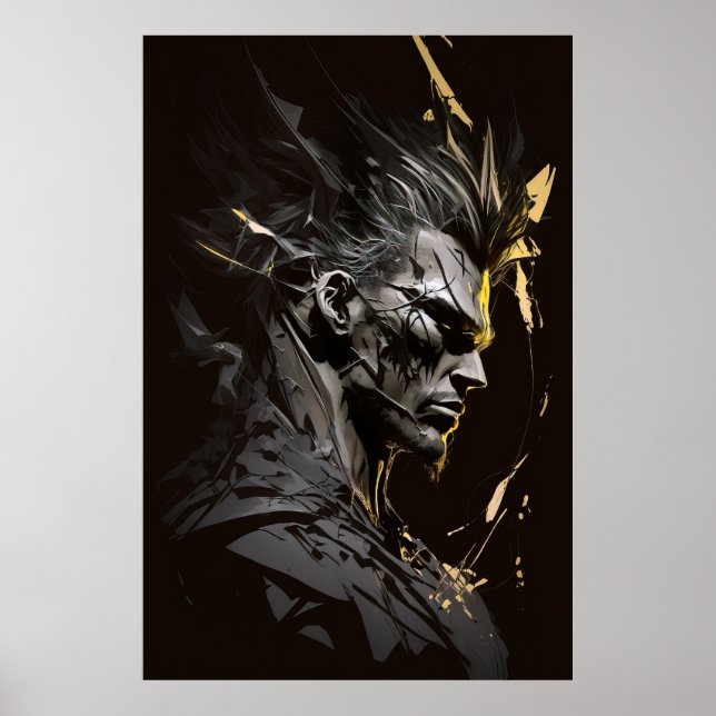 Warrior Portrait Fantasy Malerei Wilder Geist Kuns Poster (Vorne)