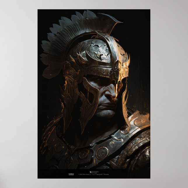 Warrior Portrait Fantasy Malerei Wilder Geist Poster (Vorne)