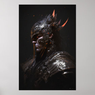 Warrior Portrait Fantasy Painting Dark Character Poster