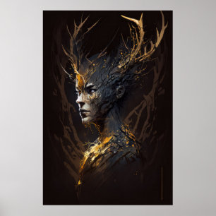 Warrior Portrait Fantasy Painting Dark Character Poster