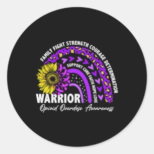 Warrior Rainbow Lila Band Opioid-Überdosis-Bewusst Runder Aufkleber