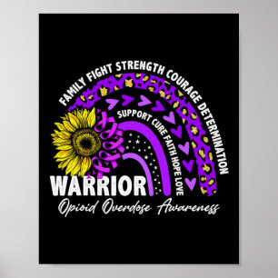 Warrior Rainbow Lila Ribbon Opioid Überdosis Awar Poster