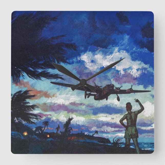 Warrior’s Return Quadratische Wanduhr (Vorderseite)