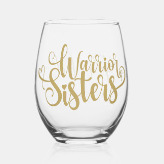 Warrior Sisters Moderne Kalligraphie Personalisier Weinglas Ohne Stiel
