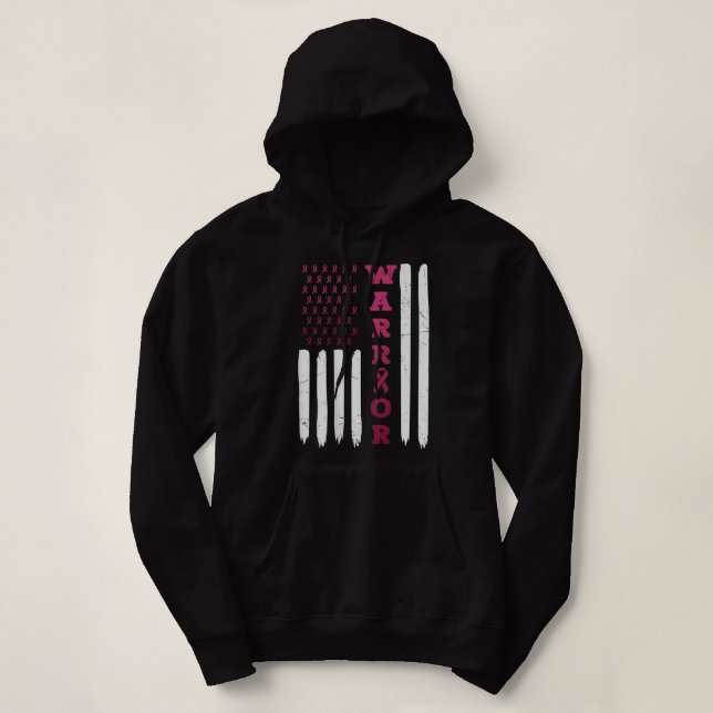 Warrior USA FLAG BACK Breast Cancer Warrior Hoodie (Design vorne)