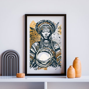 Warriorin - Bold Tribal Queen mit Troll Poster