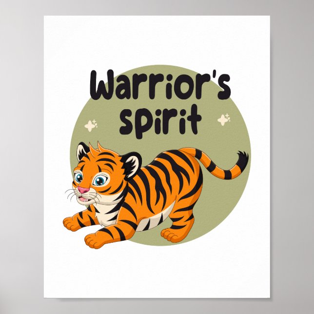 Warrior's spirit Kawaii niedlicher Tigerorange Poster (Vorne)