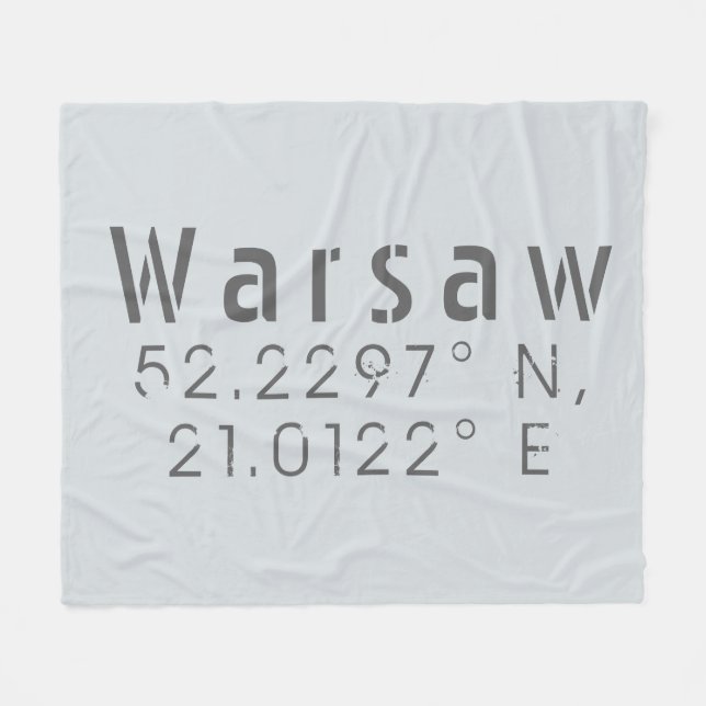 Warsaw Latitude Longitude Fleecedecke (Vorderseite (Horizontal))