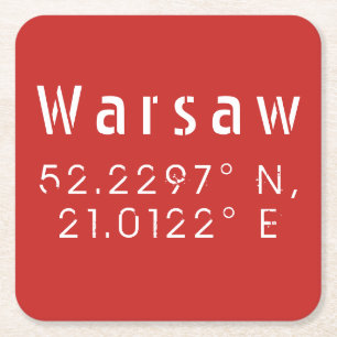 Warsaw Latitude Longitude Rechteckiger Pappuntersetzer