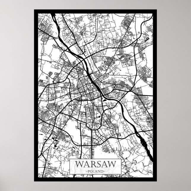 Warsaw Poland City Map Poster (Vorne)