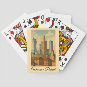 Warsaw Poland Vintage Travel Art Spielkarten