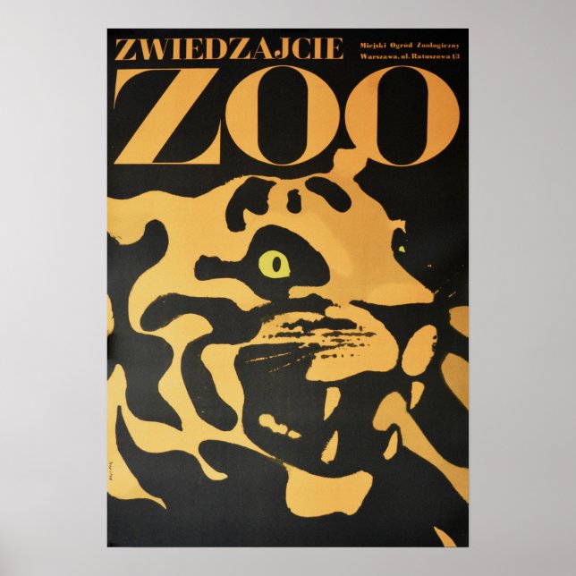 Warsaw Poland Visit The Zoo Tiger 1967 Old Poster (Vorne)