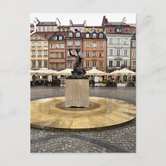 Warschau Mermaid Altstadt Polen Postkarte (Vorderseite)