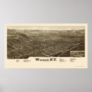 Warschau, NY Panorama Karte - 1885 Poster