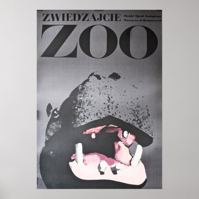 Warschau Polen Besuch des Zoo Hippo 1967 Poster (Vorne)