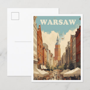 Warschau Polen Kunst-Jahrgang Reise Illustration Postkarte