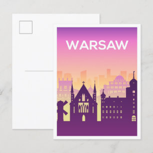 Warschau Polen Kunst Reise Illustration Postkarte