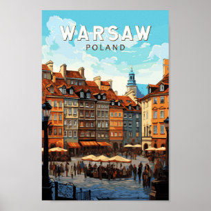 Warschau Polen Kunst Vintag Poster