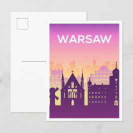 Warschau Polen Kunstreise Illustration Postkarte