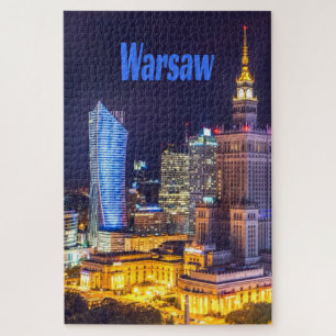 Warschau Polen Nacht Skyline Warschau Spion Puzzle