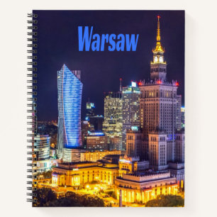 Warschau Polen Night Skyline Warsaw Spire Notizbuch