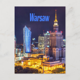 Warschau Polen Night Skyline Warsaw Spire Postkarte
