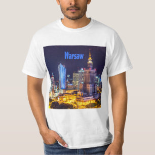 Warschau Polen Night Skyline Warsaw Spire T-Shirt