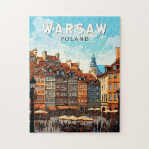 Warschau Polen Reise Kunst Vintage Puzzle