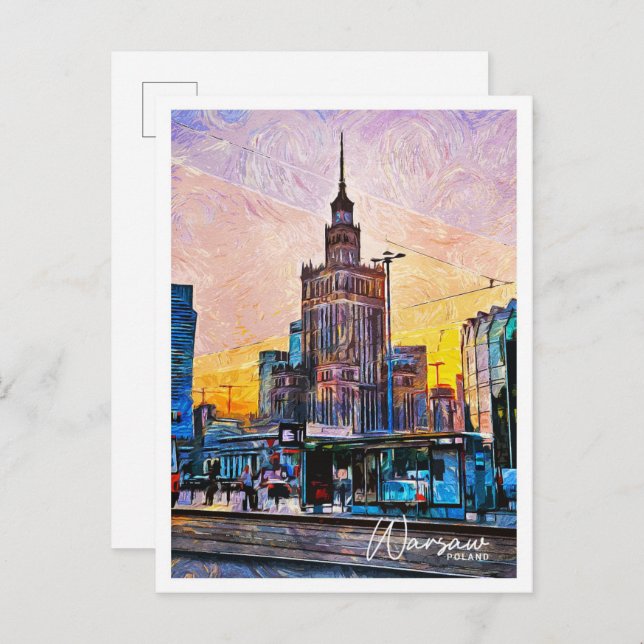Warschau Polen Schöne Öllandschaft Postkarte (Vorne/Hinten)