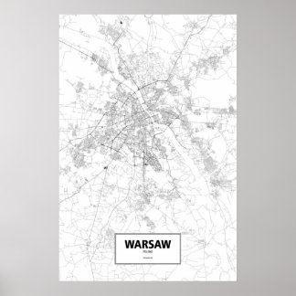 Warschau, Polen (schwarz auf weiß) Poster