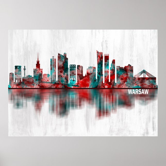 Warschau Polen Skyline Poster (Vorne)