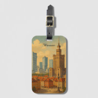 Warschau Polen Skyline Vintag Illustration