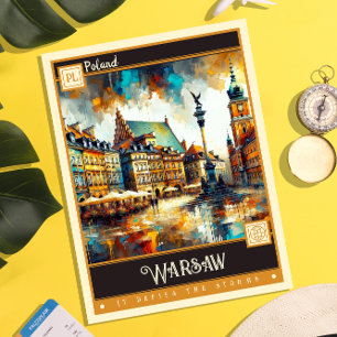 Warschau, Polen Vintage-Gemälde Postkarte
