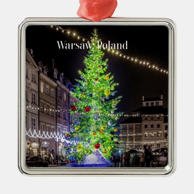 Warschau, Polen Weihnachtsfeier Ornament Aus Metall (Vorne)