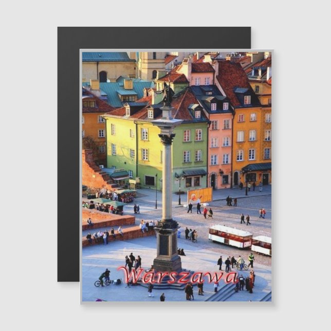 Warschau - Sigismund-Säule - Polen - Magnetkarte (Vorne/Hinten)