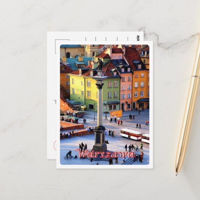 Warschau - Sigismund-Säule - Polen - Postkarte (Vorderseite/Rückseite Beispiel)